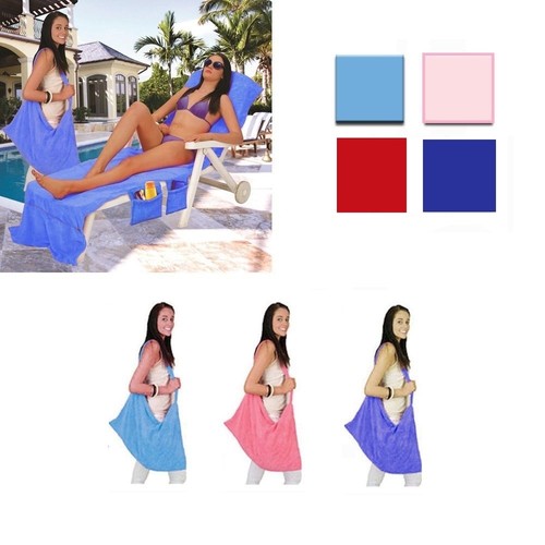 Beach towel buddy with pockets - with,