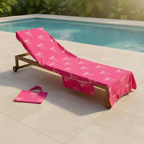 Luxury bow print beach towel - print,