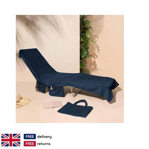 Sun lounger towel pockets navy - sun,