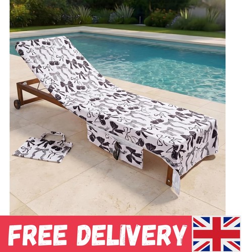 Bow print sun lounger - print, towels